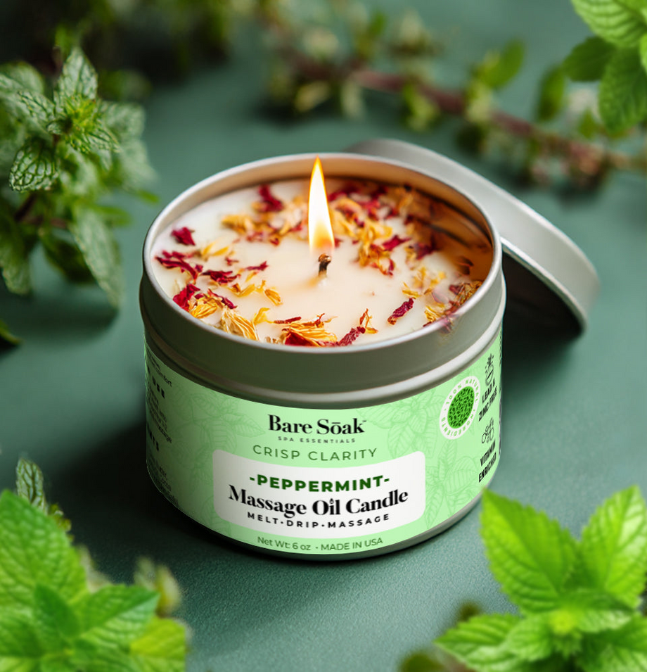 Bare Soak 6oz Massage Oil Candle - Peppermint – Toronto Nail
